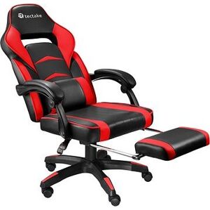 Herná kancelárska stolička Comodo s podnožkou, čierna/červená
